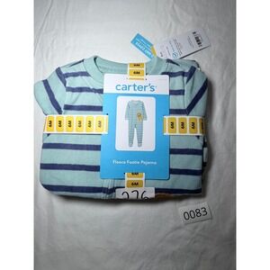 Carters Baby‎ Boys 6M Fleece Footie Pajama Lion Striped Mint Navy Sleep Play NWT